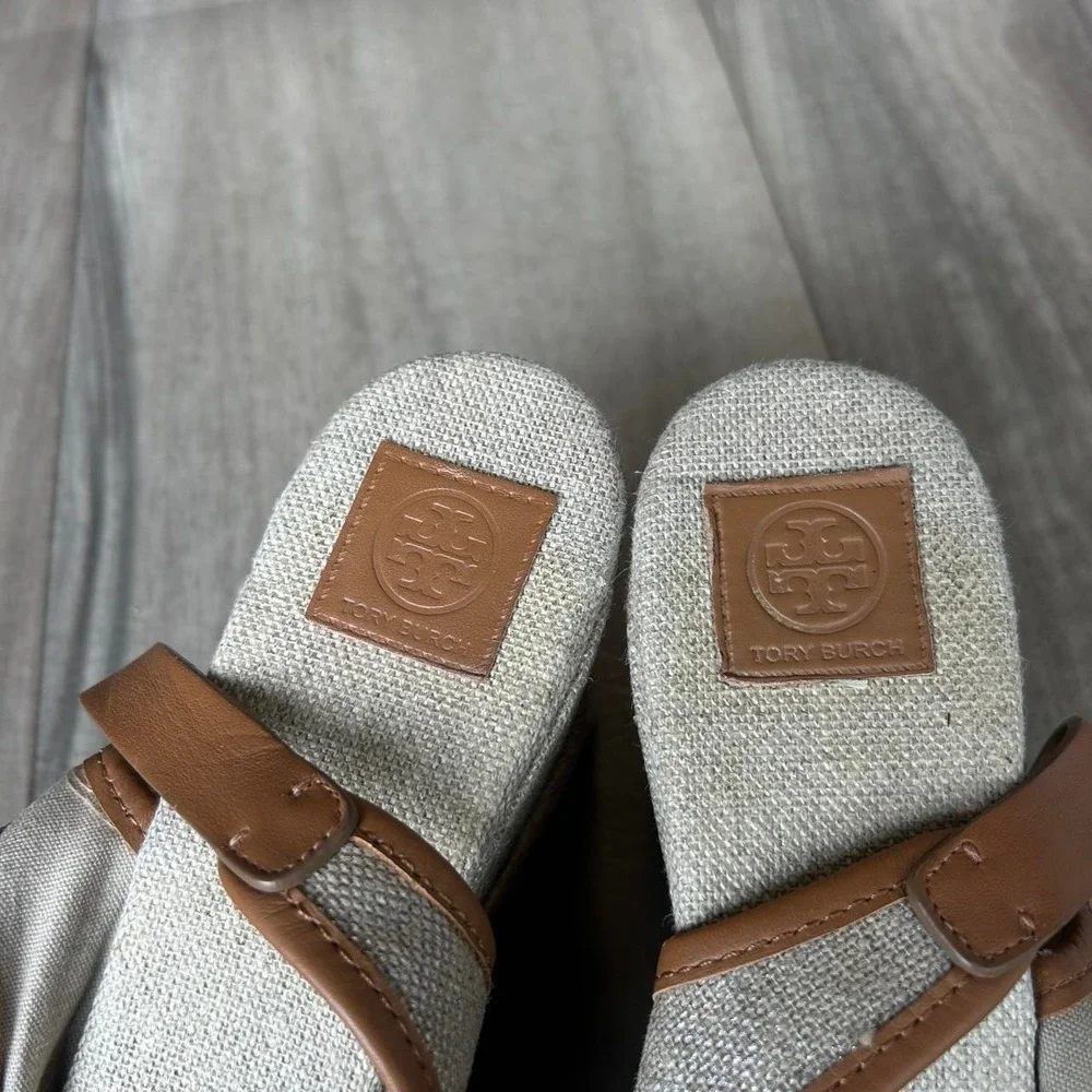 Tory Burch wedge sandals in tan & brown size 37